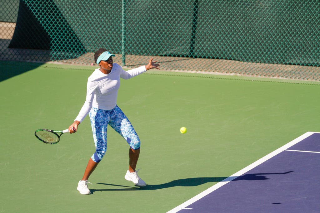 Venus Williams practicing at the Indian Wells Tennis Garden in Indian Wells, California Friday, March 4, 2016. (Photo by Michael Cummo/BNP Paribas Open)