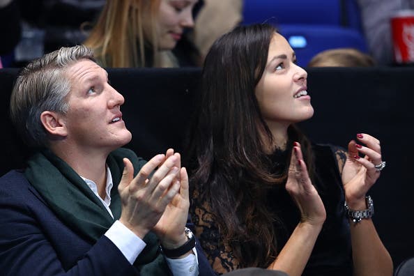 LONDON, ENGLAND - NOVEMBER 20:  (L-R) Bastian Schweinsteiger and Ana Ivanovic attend the Singles Final between Novak Djokovic of Serbia and Andy Murray of Great Britain at the O2 Arena on November 20, 2016 in London, England.  (Photo by Clive Brunskill/Getty Images)