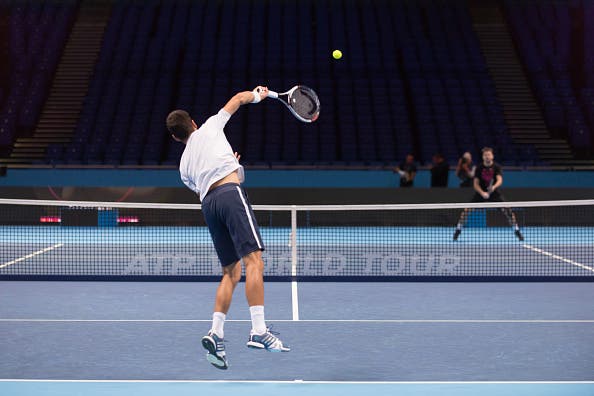 THE O2, LONDON, UNITED KINGDOM - 2016/11/11: Novak Djokovic (SRB) and Stanislas Wawrinka (SWI) have practice during the media day of the ATP World Tour Finals at The O2. (Photo by Alberto Pezzali/Pacific Press/LightRocket via Getty Images)