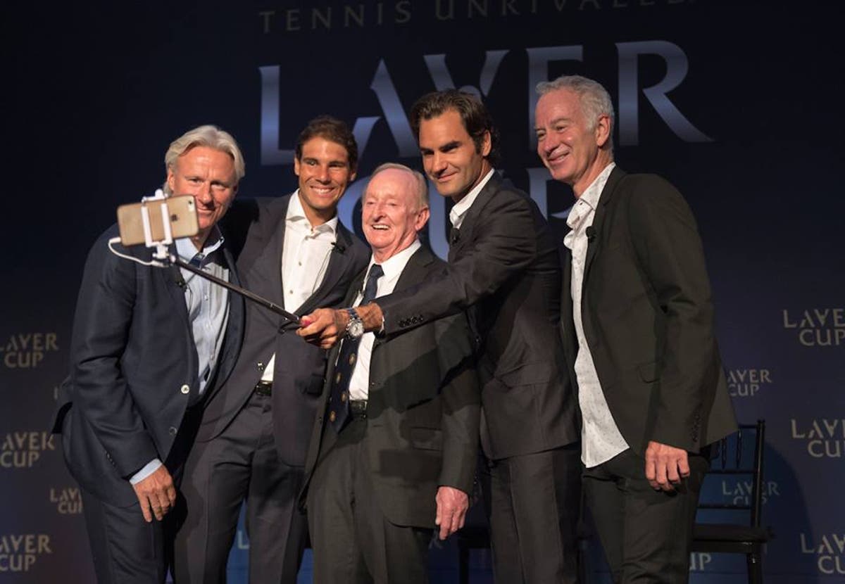 Roger Federer, Rafael Nadal e Jorge Paulo Lemann juntos na Laver Cup