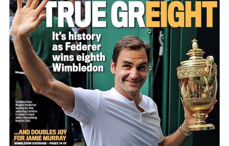 Federer escarrapachado em (praticamente) todos os jornais britânicos