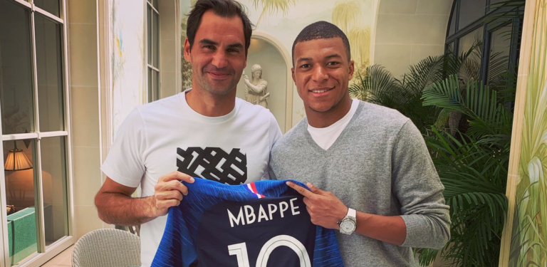 Roger Federer encontrou-se com… Kylian Mbappé