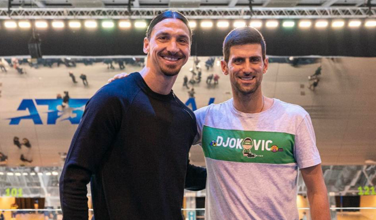 Ibrahimovic não quis perder a estreia de Djokovic e no final foi ter com o número um mundial