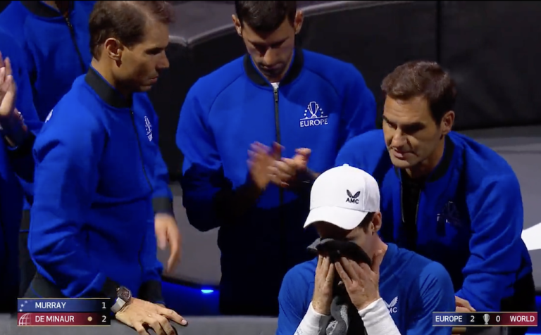 [VÍDEO] O momento em que Murray foi treinado por… Federer, Nadal e Djokovic ao mesmo tempo