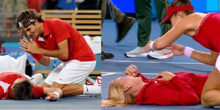 Bencic e Teichmann imitaram celebração ‘dourada’ de Federer e Wawrinka