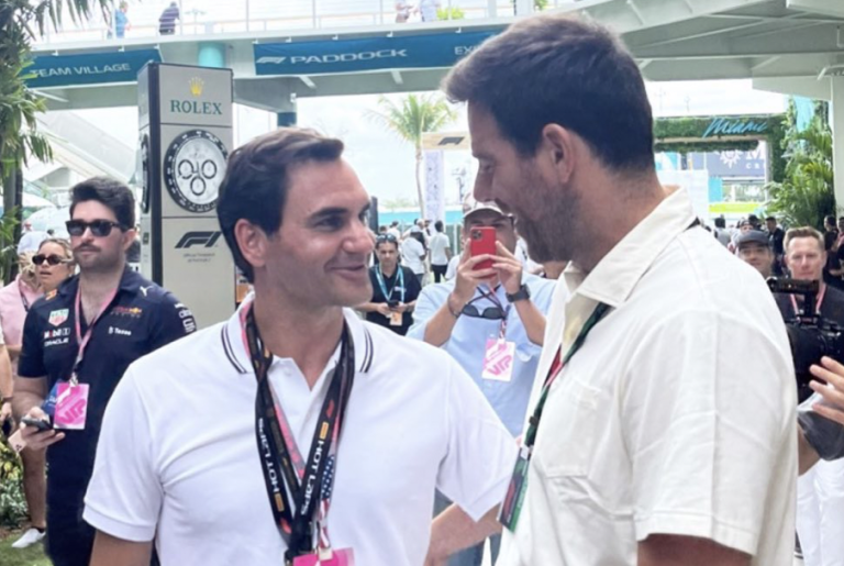 Federer e Del Potro encontraram-se em Miami para a Fórmula 1