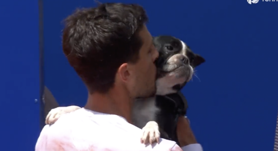 [VÍDEO] Cachín fez a festa do primeiro título em pleno court com… o cão!
