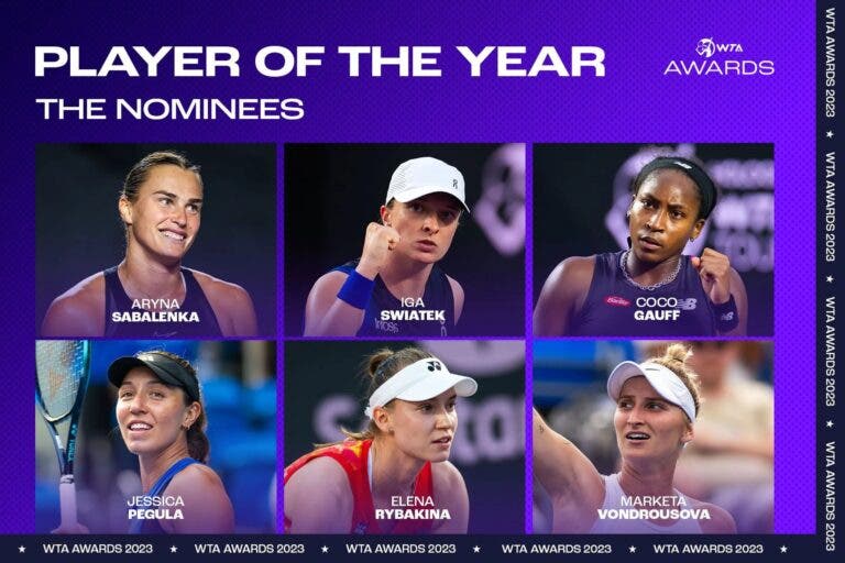 Eis as nomeadas para todas as categorias das WTA Players Awards