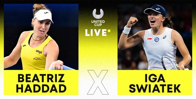 [AO VIVO] Acompanhe Bia Haddad x Swiatek pela United Cup em tempo real