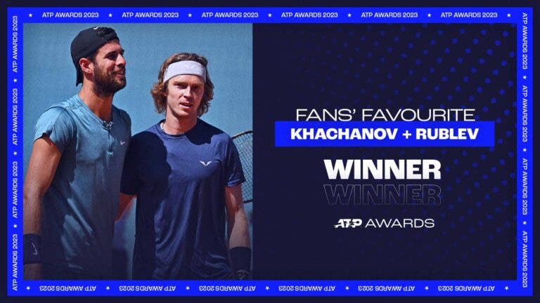 Prémios ATP 2023: Rublev e Khachanov são a dupla favorita dos fãs