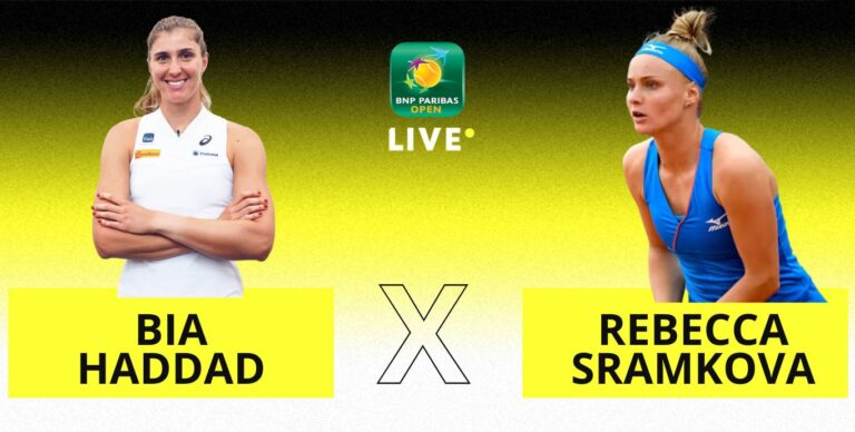 [AO VIVO] Acompanhe Bia Haddad x Sramkova em Indian Wells em tempo real