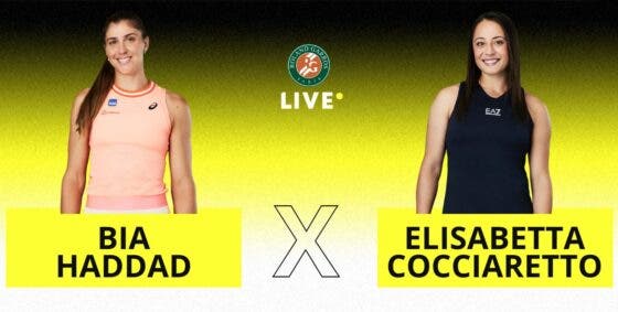 [AO VIVO] Acompanhe Bia Haddad x Cocciaretto em Roland Garros em tempo real