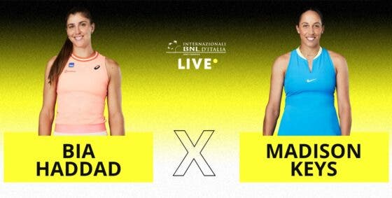 [AO VIVO] Acompanhe Bia Haddad x Keys em Roma em tempo real