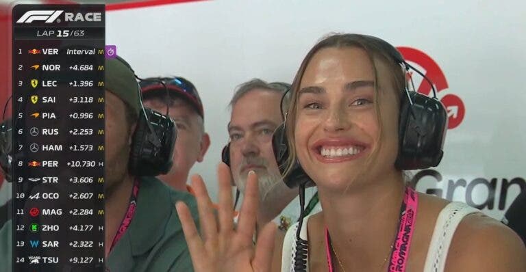 Sabalenka diverte-se na Fórmula 1 ao lado do novo namorado
