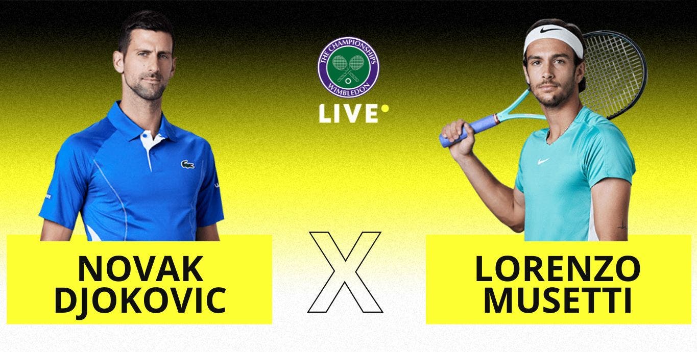 djokovic musetti ao vivo wimbledon