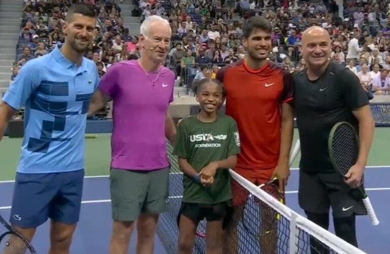 Del Potro, Agassi, Alcaraz e Djokovic animaram mais uma noite de ‘fãs’ no US Open