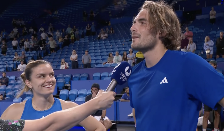 [VÍDEO] Sakkari e Tsitsipas revelam que pancadas não tiravam um ao outro