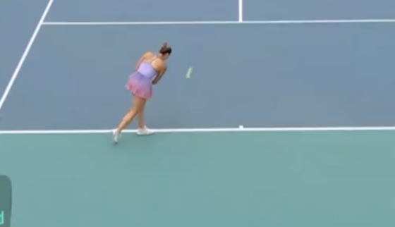 [VÍDEO] Kostyuk fechou o encontro com um ás… por baixo