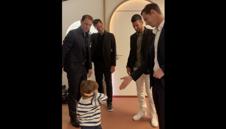 [VÍDEO] Imperdível! Mini Rafa cumprimentou Federer, Djokovic e Murray em Paris