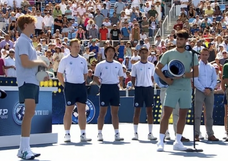 Alcaraz após a desistência de Sinner na final de Cincinnati: «És um verdadeiro campeão»