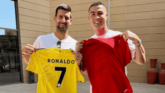 Encontro de lendas: Djokovic e Ronaldo estiveram juntos e até trocaram presentes