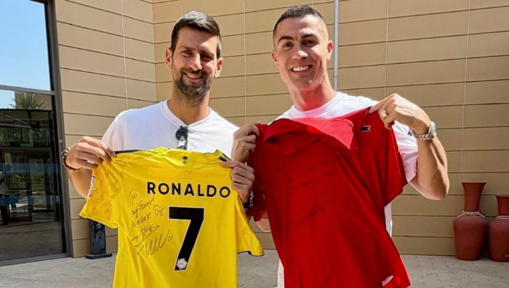 Encontro de lendas: Djokovic e Ronaldo estiveram juntos e até trocaram presentes