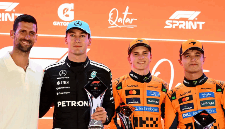 Djokovic diverte-se no GP Qatar de Fórmula 1