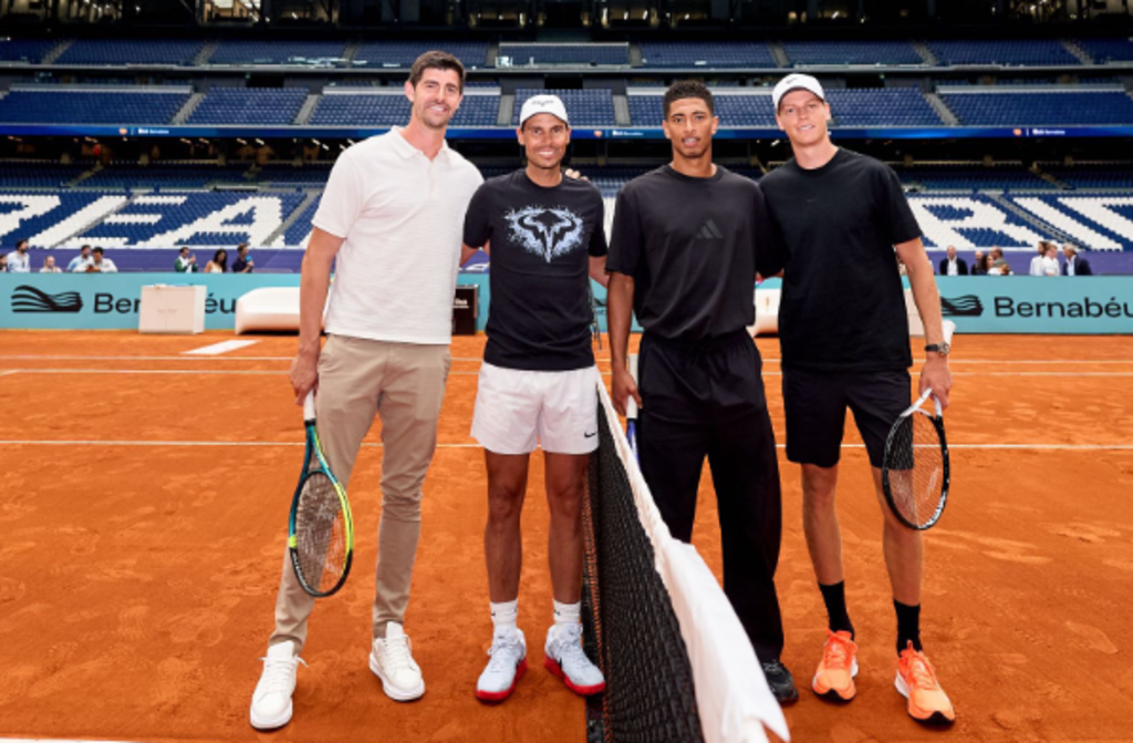 Courts no Santiago Bernabéu foram inaugurados com duelo entre… Nadal/Courtois e Sinner/Bellingham